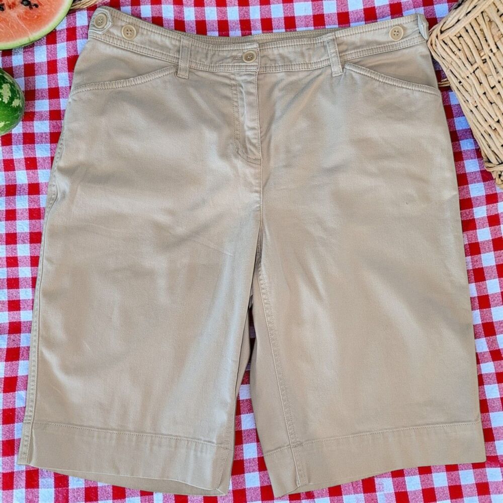 Jones New York Sport Women's 12 Khaki Long Bermuda Shorts 11.5" Inseam Stretch